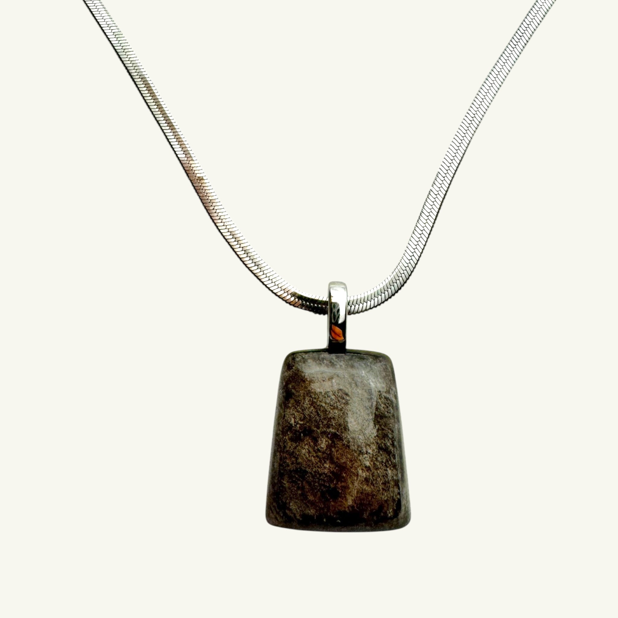 Collana ossidiana argento 25x20 Sharifa Crystals